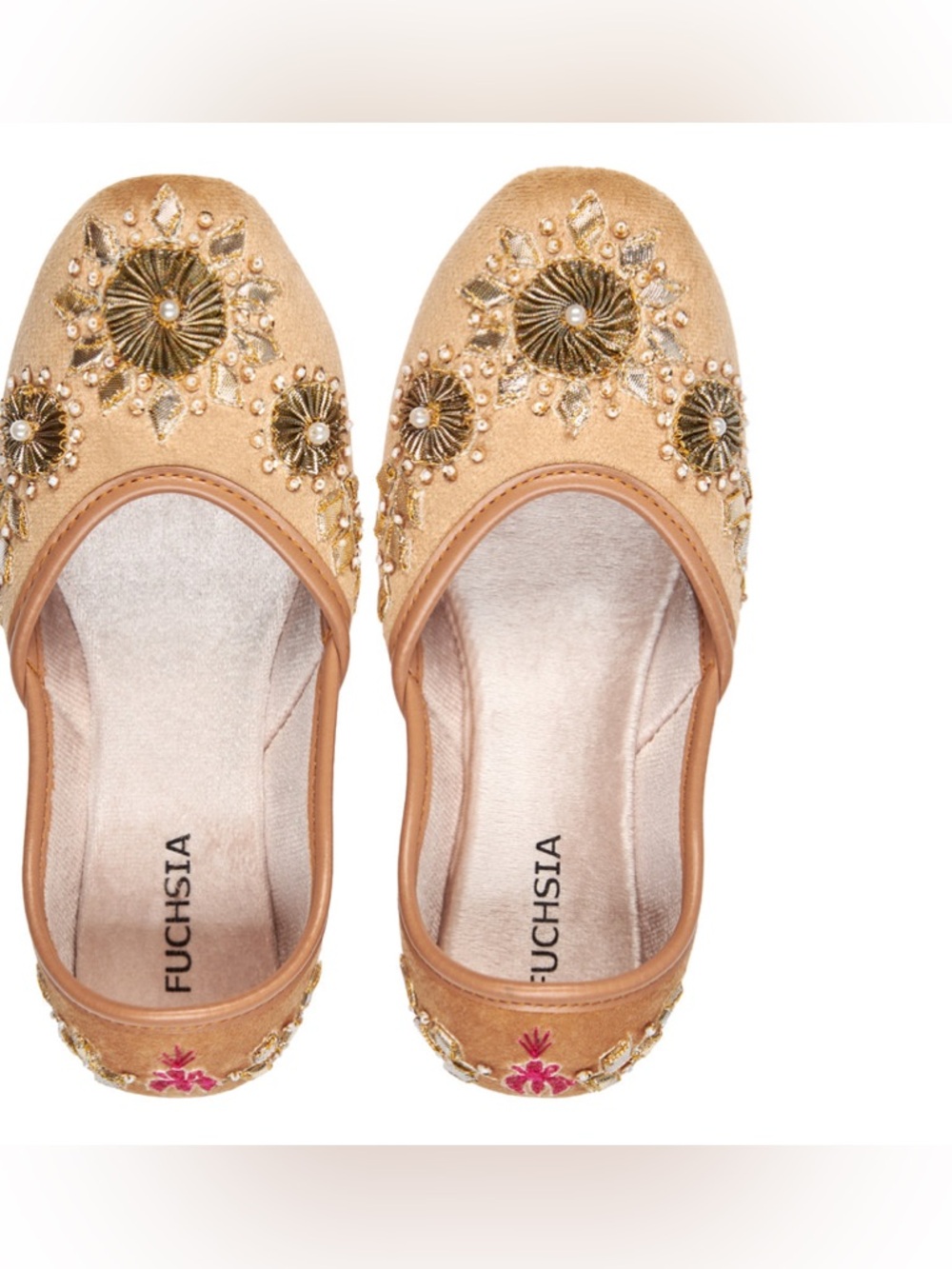 FUCHSIA women’s Whistledown Embroidered Velvet Flats